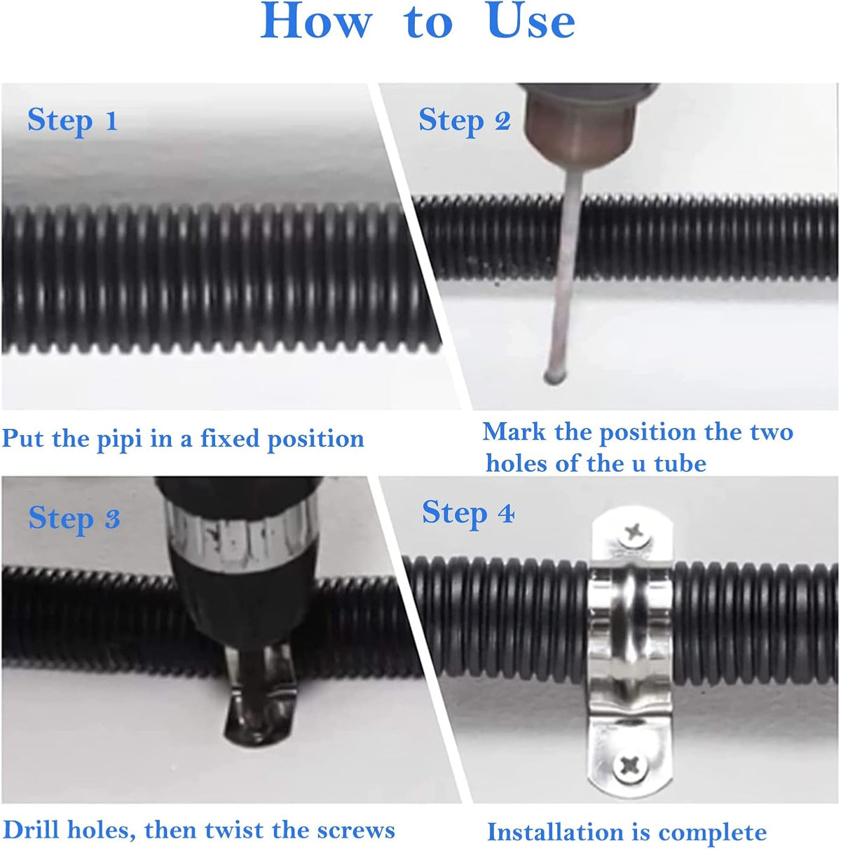 AKIHISA 8 Pcs U Tube Pipe Clamp 304 Stainless Steel U Bracket Pipe Strap Clamp ID 5/8Inch(16mm)