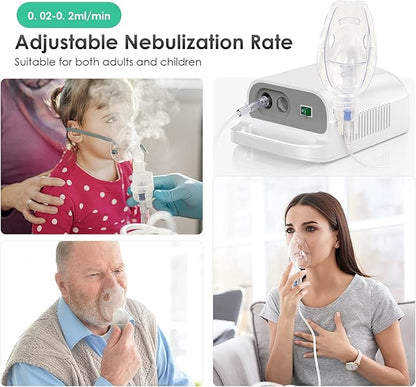 Portable Nebulizer, Nebulizer Machine for Adults Kids, Mini Handheld Nebulizer with Mouthpiece Adults&Chlid Masks, Steam Inhaler of Cool Mist for Travel and Home Use 1215015