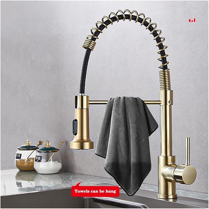Kitchen Faucet Pull Out Sprayer Countertop Mount Matte Black Mixer Faucet 360 Degree Swivel Kitchen Sink Hot and Cold Water Faucet