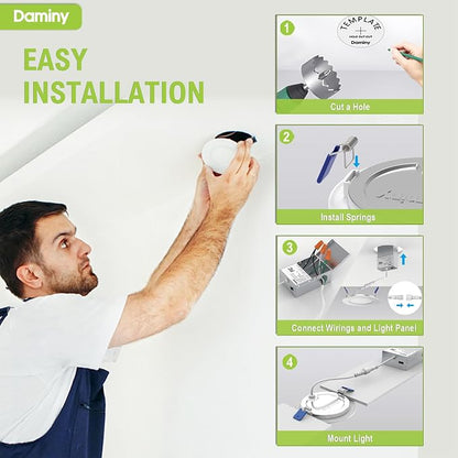 DAMINY 24 Pack 6 Inch LED Recessed Lighting, Canless Wafer Downlight 5CCT, Ultra-Thin Recessed Light with Junction Box, Dimmable, 10W 1100LM 120V, IC&Damp Rated