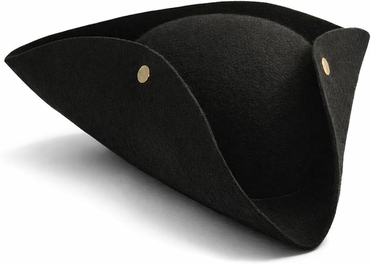 Kangaroo Pirate Hat Men Adult - Black Felt Tricorn Costume Hat for Women and Men - Musketeer Style Hat For Hallowen Cosplay Dressup Apparel
