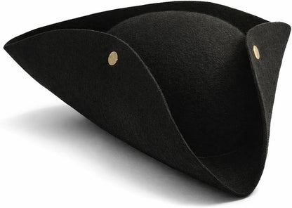 Kangaroo Pirate Hat Men Adult - Black Felt Tricorn Costume Hat for Women and Men - Musketeer Style Hat For Hallowen Cosplay Dressup Apparel