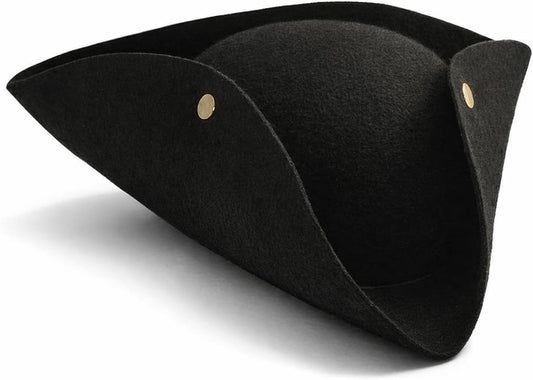 Kangaroo Pirate Hat Men Adult - Black Felt Tricorn Costume Hat for Women and Men - Musketeer Style Hat For Hallowen Cosplay Dressup Apparel