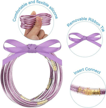 PATIKIL Glitter Bangles Bracelets, 9Pcs Shine Silicone Bracelets Glitter Filled Bracelet Sparkling Bangle for Decoration, Yellow