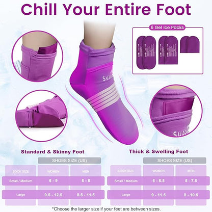 SuzziPad Cold Socks  Hand Ice Pack, Cooling Gloves for Chemotherapy, Chemo Care Package for Women and Men, SM, Purple