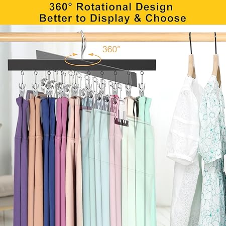 Legging Organizer for Closet, Pants Hangers with Clips Holds 20 Leggings, Jeans, Hats, Shorts, Socks, 360 Rotating Space Saving Hanging Clothes Organizer for Closet Organizers and Storage 2Pcs