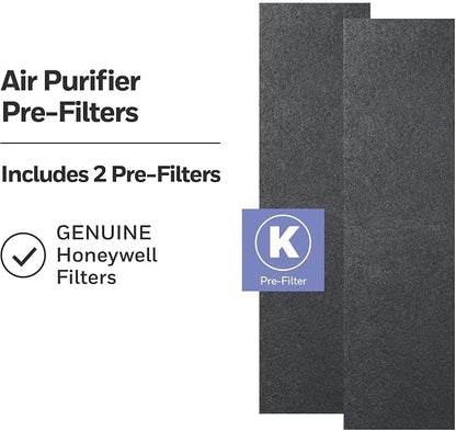 Honeywell Air Purifier Pre-Filter, Works with AirGenius Series, 2 Pack Household Odor & Gas Reducing Pre-filter, Compatible with Select QuietClean and AirGenius Air Purifiers