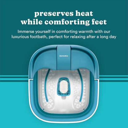 Homedics Smart Space Bubble Mate Collapsible Foot Spa, Heat-Maintaining, Bubble Massage with Pumice Stone and Splash Guard