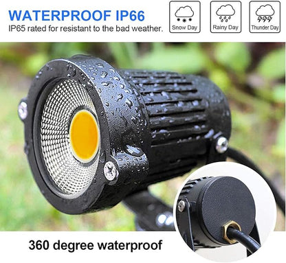 LED Landscape Lights Low Voltage Spotlights Lighting 5W 12V 24V Garden Pathway Lights for Indoors Outdoors Warm White Walls Trees Flags (2 Pack)