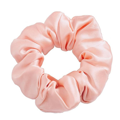 100% Pure Mulberry Silk Hair Scrunchies, 16 Momme Silk Scrunchies, Silk Hair Ties for Women Girls Curly Thick Thin Hair, 04 Pink (4 Count)