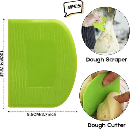 SURDOCA Dough Scraper Bench Scraper - 3P 4.7x3.7" Plastic Flexible Bowl Scraper, Sharp Edge  Angles Cake Scraper. Non-Slip Bakeware Decorating Tools Sculpting  Modeling Tools - BlueYellowGreen