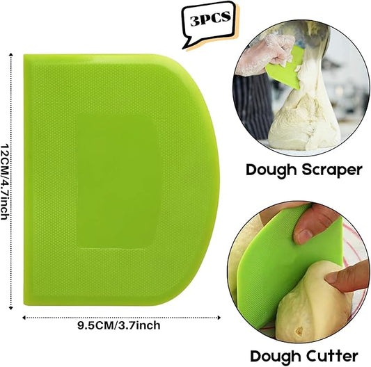 SURDOCA Dough Scraper Bench Scraper - 3P 4.7x3.7" Plastic Flexible Bowl Scraper, Sharp Edge  Angles Cake Scraper. Non-Slip Bakeware Decorating Tools Sculpting  Modeling Tools - BlueYellowGreen