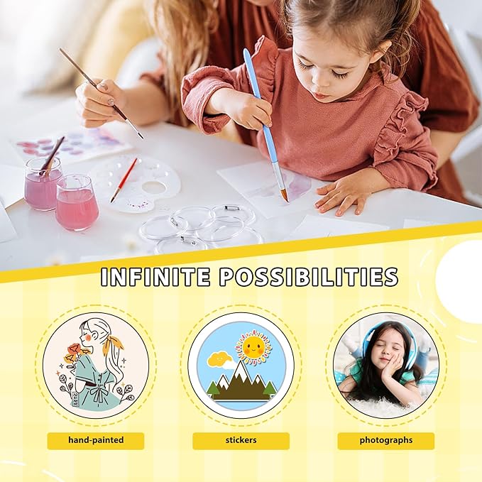 Happiza 50pcs Acrylic Clear Button Pins, 2.17 Inch DIY Button Badges, Custom Blank Photo Buttons Pins Badges for Personalized Crafts Supplies