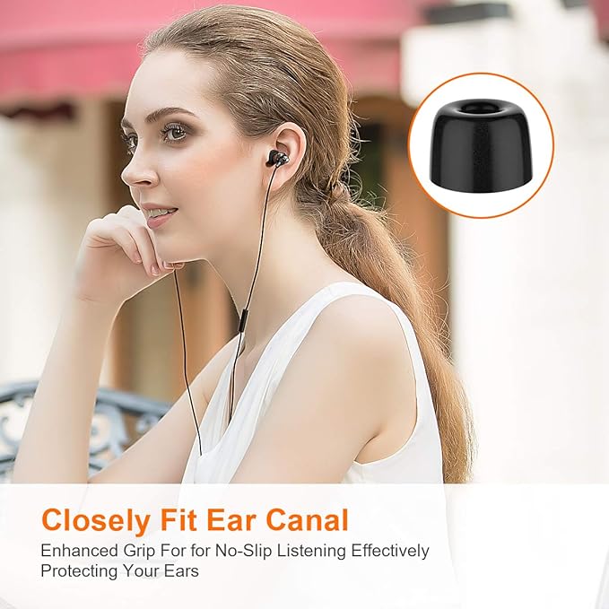 6 Pairs Earphone Tips F FEYCH Premium Replacement Earbud Tips Memory Foam Earphone Tips Blocking Noise Foam Tips Suit for 4.5-6.3mm Nozzle in-Ear Earphones with Storage Box(SML, Black)