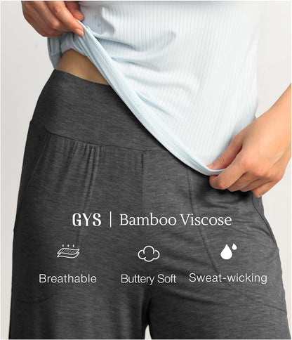 GYS Bamboo Viscose Capri Pants for Women, Wide Leg Cropped Pajama Pants, Loose Yoga Sweatpants, Palazzo Lounge Pj Bottoms