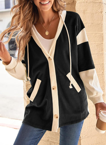 Size Large. SHEWIN Jackets For Women Casual Long Sleeve Button Down Hoodies Shackets Womens Fall Fashion 20256
