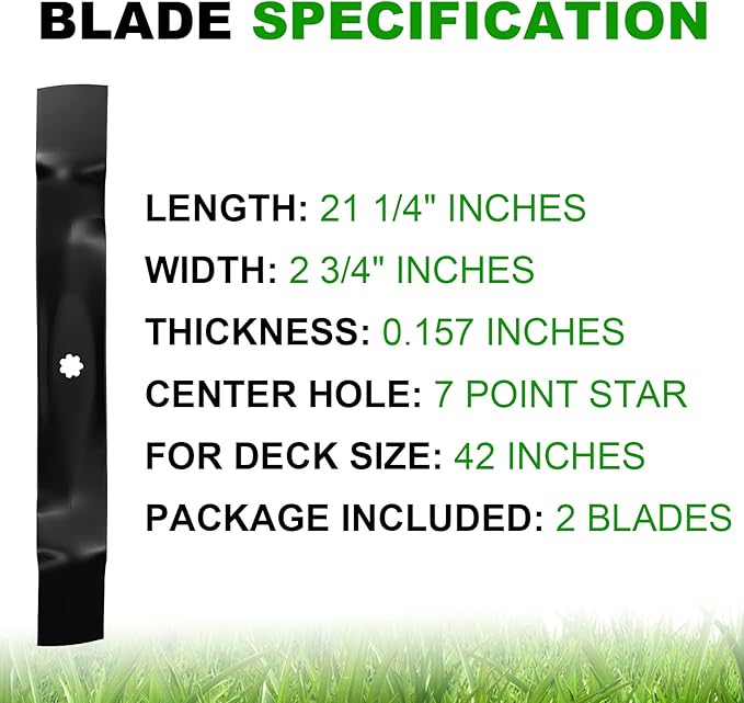 Mower Mulching Blade 42 inch Deck for GX22151 John Deere GY20850 AM137333 AM137328 AM141033, X300 and Z225 LA120 LA125 LA135 X105 X110 X120, 2 Pack