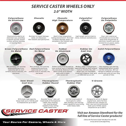 8" x 2" Rubber on Cast Iron Wheel Only with Roller Bearing - 12" Bore - 650 lbs Capacity per Wheel - Service Caster Brand