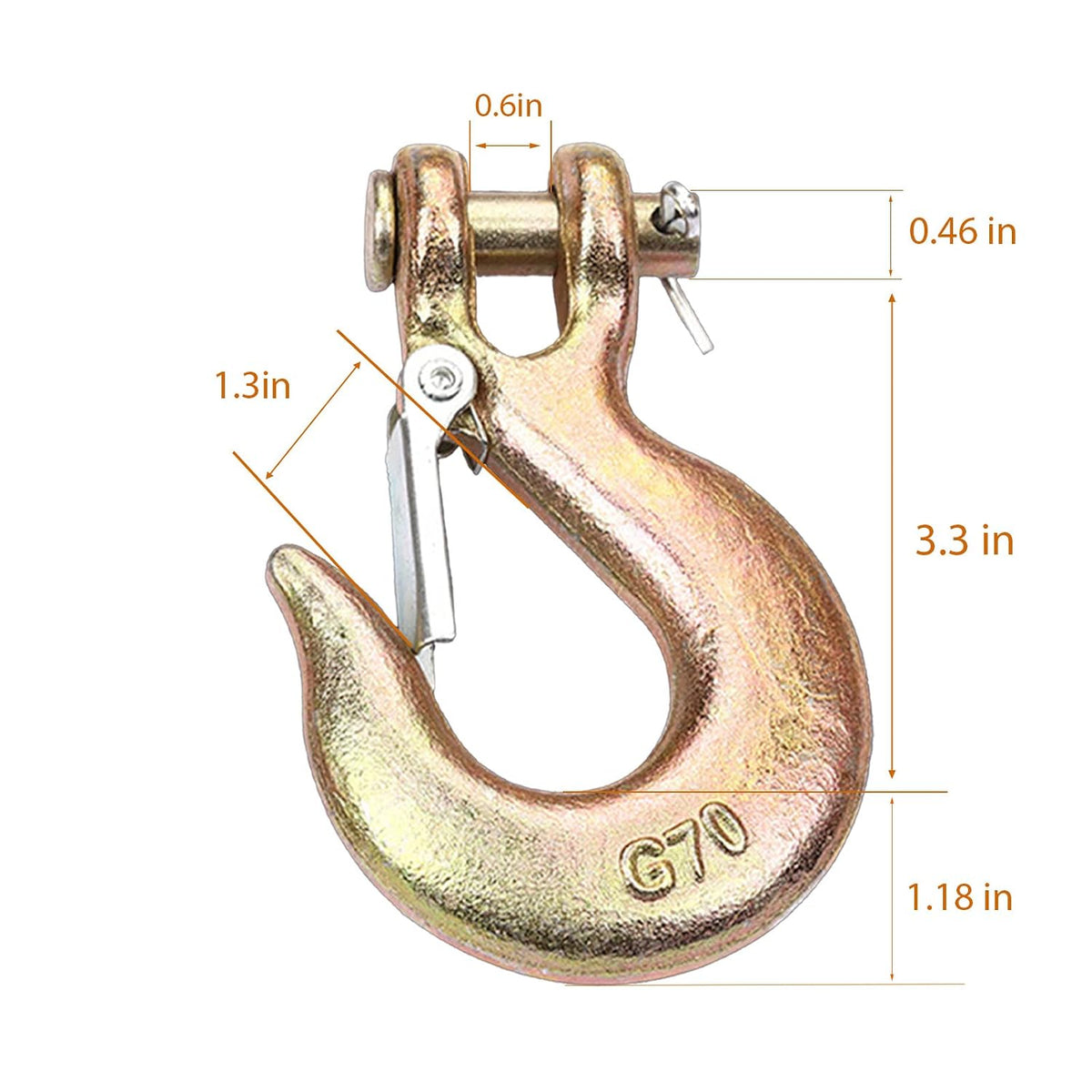3/8 Inch Clevis Slip Hook, 2Pcs Trailer Safety Chain Hooks, Heavy Duty Forged G70 Hook with Safety Latch, Clevis Rigging Tow Winch Trailer for Transport, Lift and Pull, Capacity18000 lbs