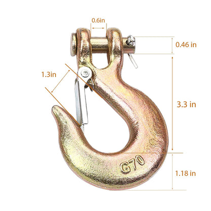 3/8 Inch Clevis Slip Hook, 2Pcs Trailer Safety Chain Hooks, Heavy Duty Forged G70 Hook with Safety Latch, Clevis Rigging Tow Winch Trailer for Transport, Lift and Pull, Capacity18000 lbs