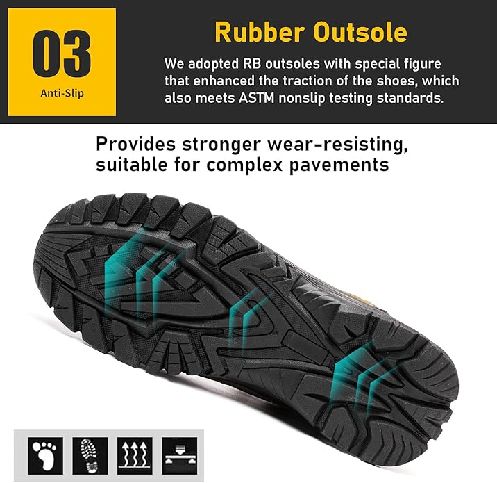 ANGRYRAM Steel Toe Shoes for Men Women Lightweight Indestructible Work Shoes Breathable Slip Resistant Safety Sneakers Comfortable Puncture Proof Shoes for Working Construction Industry