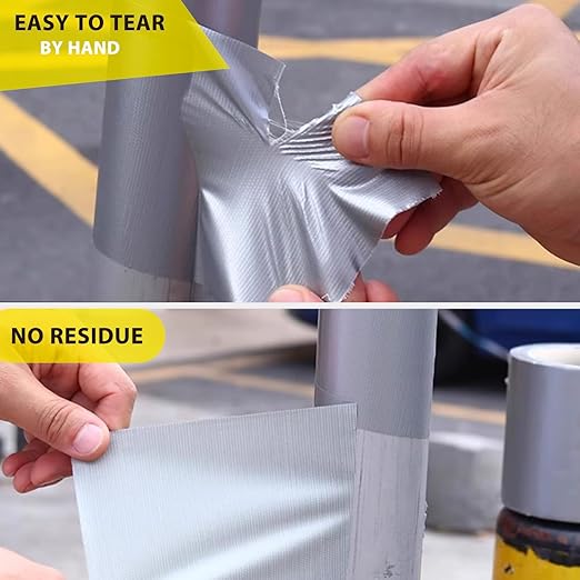 3-Pack Duct Tape Heavy Duty Waterproof Silver, 66 Yards x 1.88 Inch Total Strong Adhesive Duct Tape No Residue Bulk for Home Use, DIY, Projects, Outdoor Repairs Tear by Hand