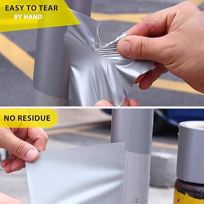 3-Pack Duct Tape Heavy Duty Waterproof Silver, 66 Yards x 1.88 Inch Total Strong Adhesive Duct Tape No Residue Bulk for Home Use, DIY, Projects, Outdoor Repairs Tear by Hand