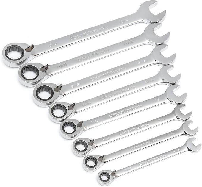 GEARWRENCH 8 Piece 72-Tooth 12 Point Reversible Ratcheting Combination SAE Wrench Set  9533N