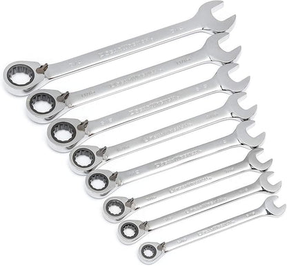 GEARWRENCH 8 Piece 72-Tooth 12 Point Reversible Ratcheting Combination SAE Wrench Set  9533N