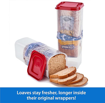 Buddeez Bread Buddy Bread Box – Keeps Bread Loaves Fresh - Red Lid, Pack of 1