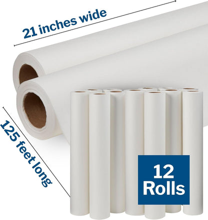 McKesson Medical Exam Table Paper Rolls [12 Rolls] – 21 in x 125 ft White Standard Smooth Disposable Bed Cover for Doctor, Spa, Diaper Changing, Waxing, Nursing, Chiropractor, Patternmaking, Tracing