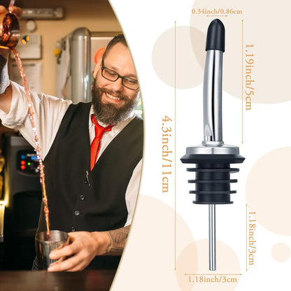 Chengu 72 Pcs Liquor Spout Stainless Steel Bottle Pourers Tapered Liquor Pourers with Rubber Dust Caps Tapered Spouts Set Bar Supplies Vinegar Bottle Dispenser Wine Spout for Alcohol Olive Oil