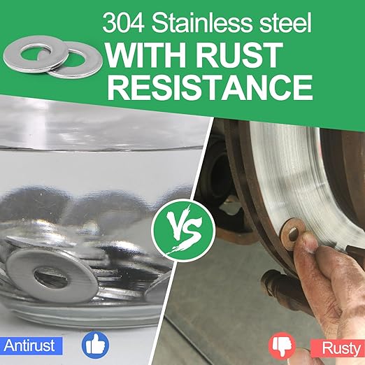 14" Stainless Steel Flat Washers - 58" Outside Diameter, 304(18-8) Stainless Steel Washers Metal Washer for Screws Bolts, Pack of 50