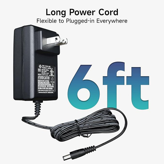 UL Listed 12V 2A 24W 6ft Long Power Supply Adapter, AC DC Switching Adapter (Input 100-240V, Output 12Volt 2Amp 2000mA), DC 12V 5.5x2.1mm Wall Mount Transformer Charger Plug