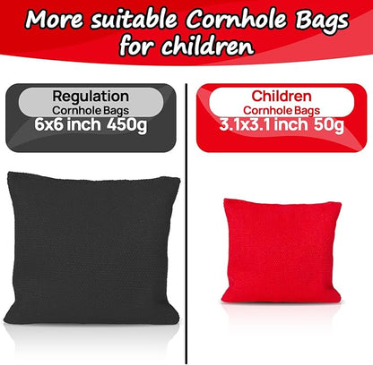 8 PCS Children Cornhole Bags - Bean Bags for Cornhole, 4 Black and 4 Red, Each Weighs 1.6 Ounces (50 Grams), for Tossing, Game, Outdoor, Wedding, Sports, Party(Black  Red)