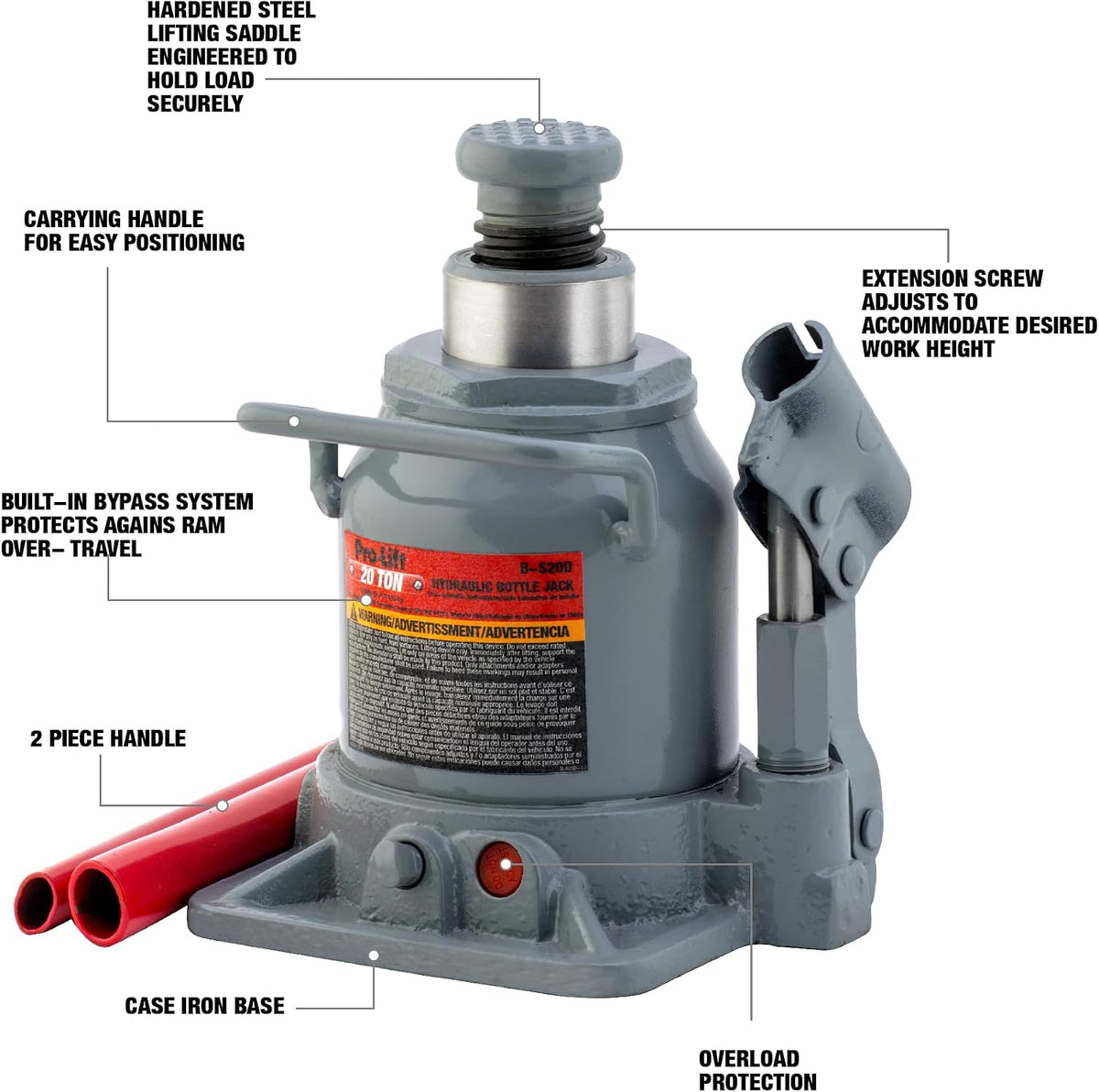 Pro-Lift B-S20D 20 Ton Hydraulic Bottle Jack