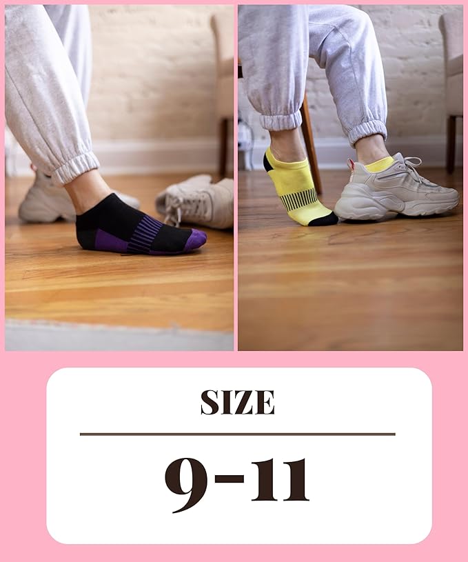 Tipi Toe Women's Athletic Cushioned Comfort Ankle Socks With Arch Support, Mesh Design. Perfect for Running & Sports (6 Pack)