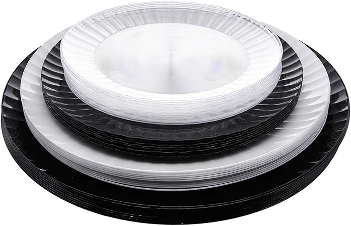 Party Essentials Deluxe Quality Hard Plastic 7.5-Inch Round PartySalad Plates, Clear, 24 Count