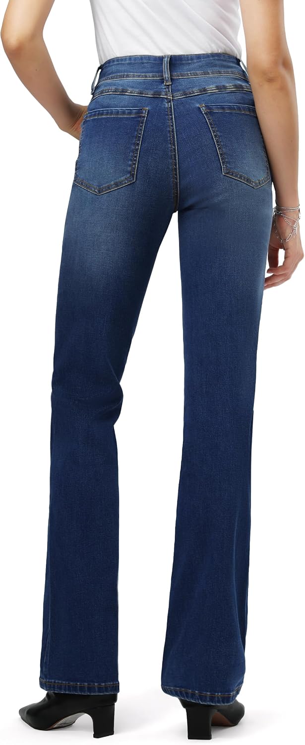 Tall Women's 34"/36"/38" Inseam Curvy Bootcut Jeans Mid-Rise Stretchy Denim Pants Classic Bell Bottom Trouser