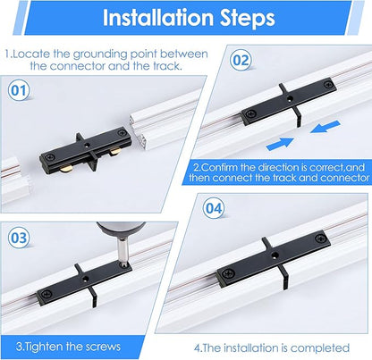 Enhon 2 Pack H Track Dead End I Connector Compatible with WAC Lighting H Track Systems, 3 Wire Lighting Accessories, LED Lights Connector(Black)