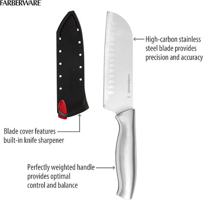 Farberware Edgekeeper Self-Sharpening Santoku Knife, 5-Inch, Stainless