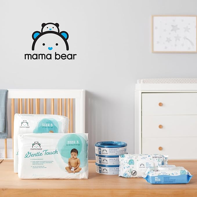 Brand - Mama Bear Diaper Pail Refills for Diaper Genie Pails, Unscented, 1080 Count (4 Packs of 270 Count)