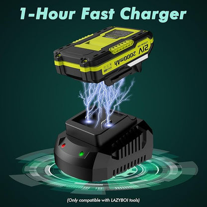 LAZYBOI Battery Charger, Replacement 21V Charger for LAZYBOI Cordless Leaf Blower, Multi-Protection Safety System with 1-Hour Fast Charge