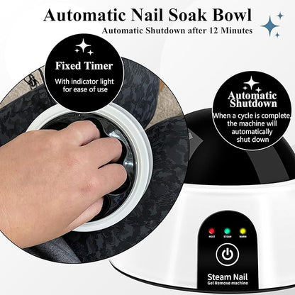 Electric Nail Soaking Bowl, Soak off Bowl for Gel Nail Polish, Acrylic Nails, Dip Powder Removal, Black