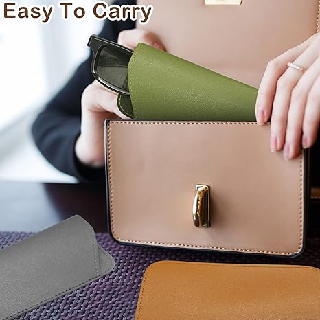 6Pcs Soft Eyeglass Cases for Women Men, Portable Leather Eyeglass Case Sunglass Case, Anti Scratch Glasses Pouch Reading Glasses Case Glass Bag for Storing Glasses Cashes Coins Headphones Keys