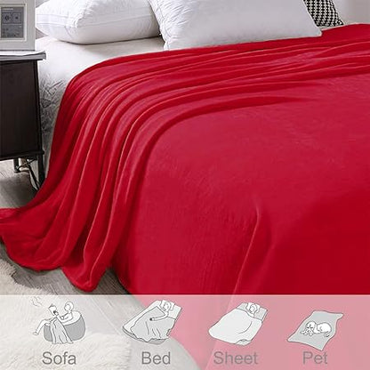 Exclusivo Mezcla Fleece Blanket Twin Size for Bed, Super Soft and Warm, All Season Use, Cozy, Plush, Lightweight, 60x80 Inches Red