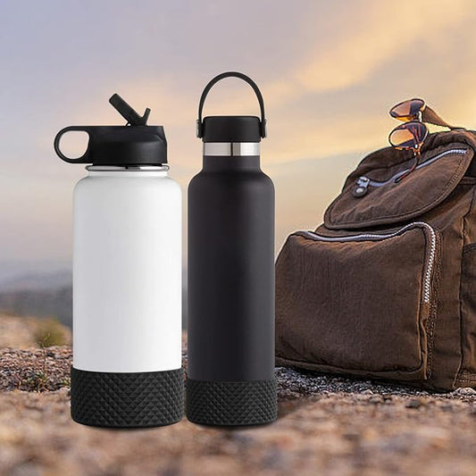 WUQID Water Bottle Boot, Diamond Silicone Boot Compatible with Stanleyy Tumbler 20-40oz  Hydroo Flask Bottle 12oz-24oz, Reduces Dents Sleeve Cover for More BottlesTumblers Bottom of 2.83-2.95in