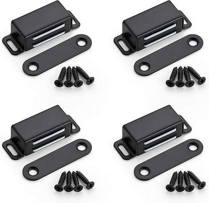 Ravinte 4 Pack Black Magnetic Door Catch, Matte Black Cabinet Magnets, Strong Magnetic Catch Latch for Kitchen Cabinets, Drawers  Cupboards, Stainless Steel Closures