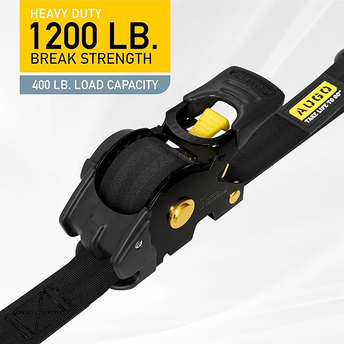 AUGO Retractable Ratchet Straps  2 Heavy Duty Ratchet Straps Self Retractable Tie Down Straps with Soft Loops  Storage Bag for Motorcycle, Truck, Trailer, Cargo Van  1200 Lb Break Strength 1a x 10aTM