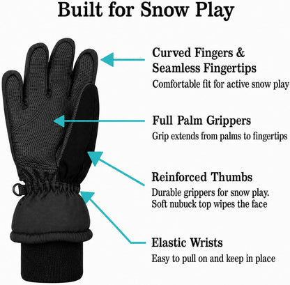 N'Ice Caps Kids Waterproof Winter Thinsulate Warm Gloves (10-12 years)
